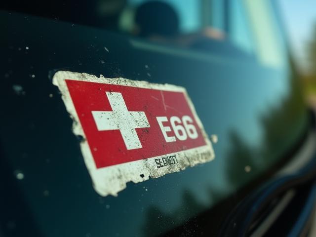 Close-up of a physical vignette on a windshield with notes about tracking issues.